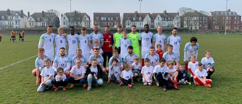 England International Deaf Football Team with Mascots