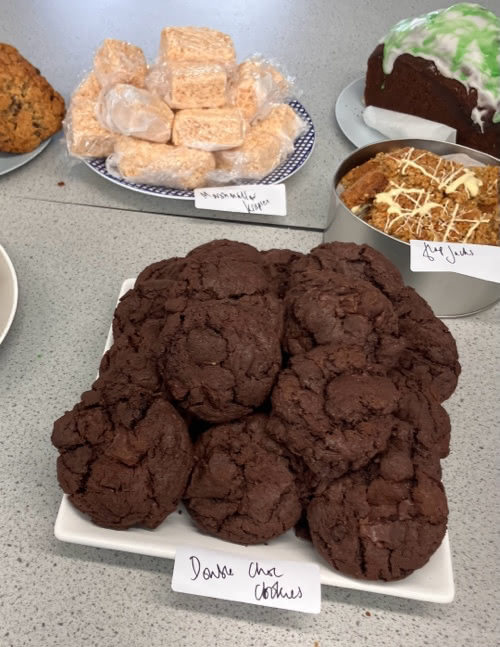 A photograph of the cake sale