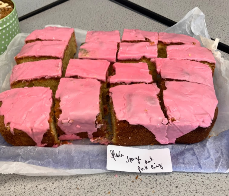 A photograph of the cake sale